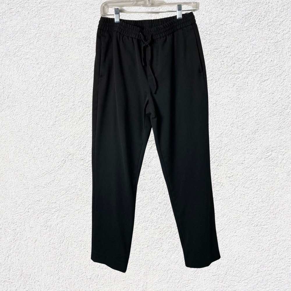 Zara Men M Black Elastic Waist Comfort Pants Minimalist Pull-On Trousers‎ Lounge